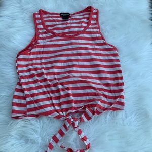 Wet Seal  tie front tank top red stripes y2k